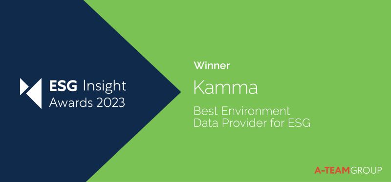 ESG Insights Awards 2023. Winner of the Best Environmental Data Provider: Kamma.