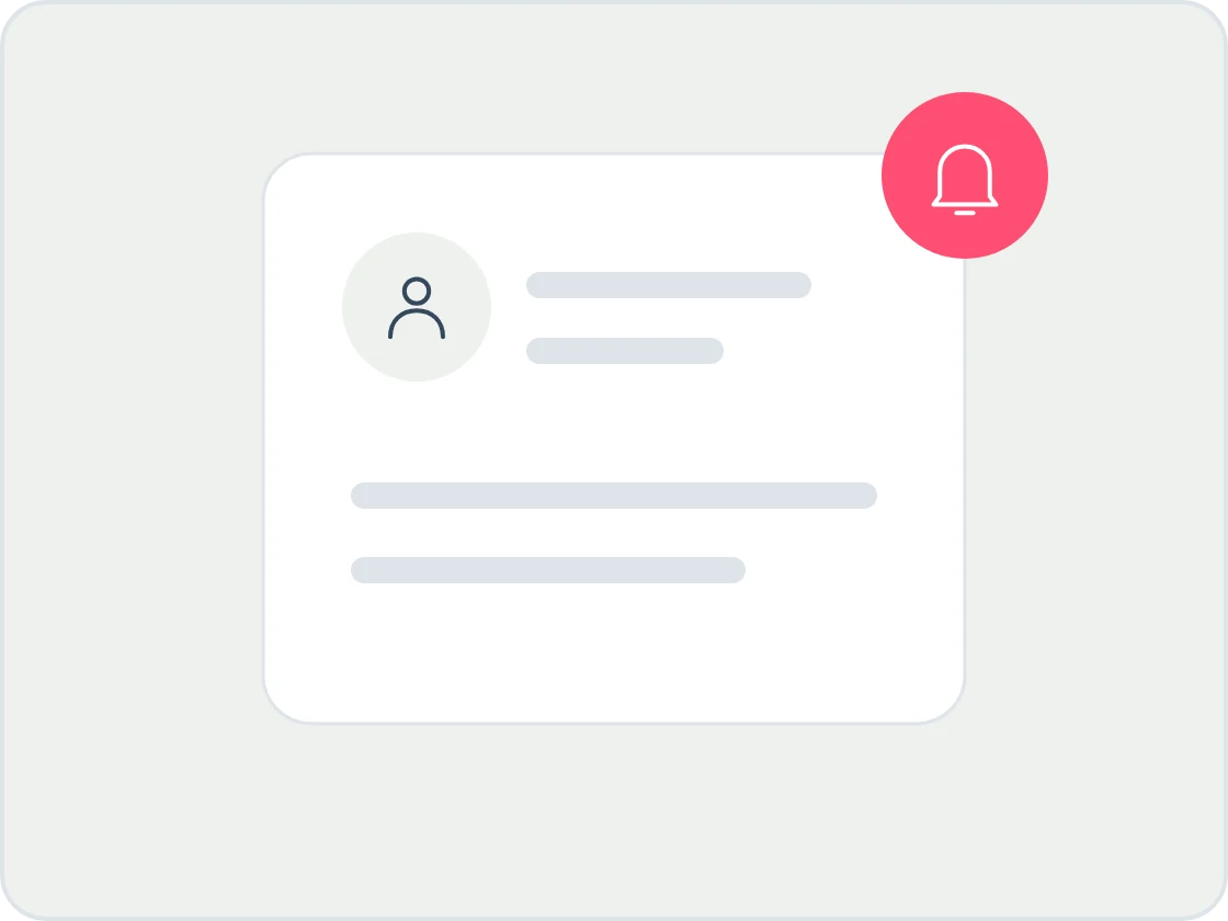Illustration of a landlord details card with a coral bell badge, showing that changes to details must be reported.