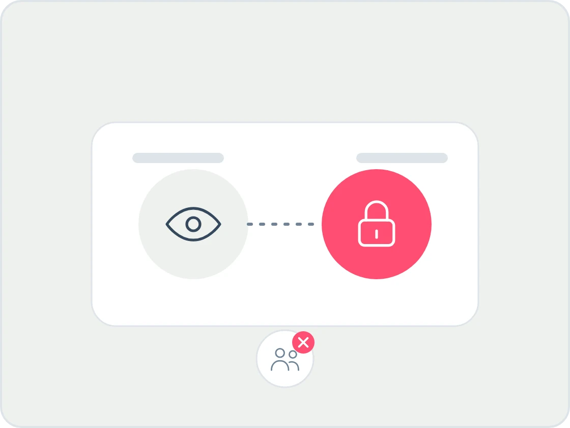 Illustration of an eye icon and a coral padlock on a card, with a crossed-out group of people below, showing the register is not open to the general public.